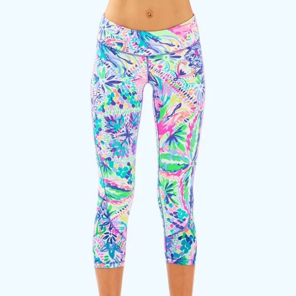 Lilly Pulitzer Luxletic Rochelle Weekender Capri Leggings Pockets Size XS NWT